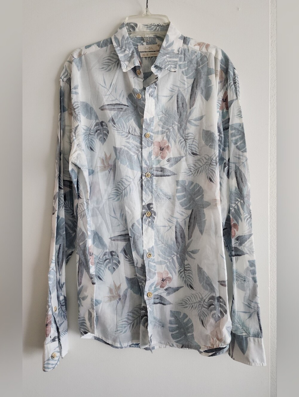 Foxton | Men's Tropical Floral Long Sleeve Button-Up Shirt |  Size Small L